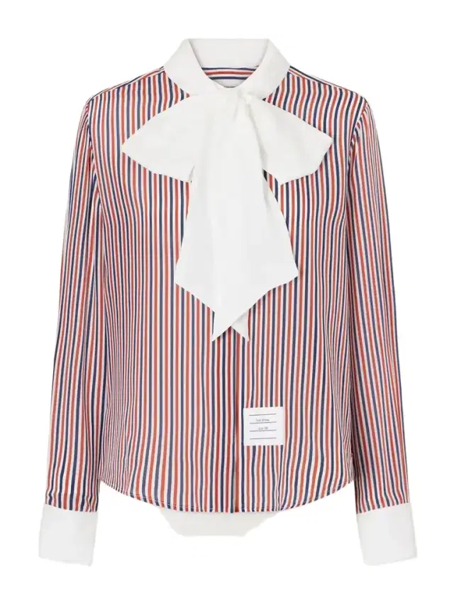 Thom Browne Bow-detailed Striped Silk Crepe De Chine Shirt