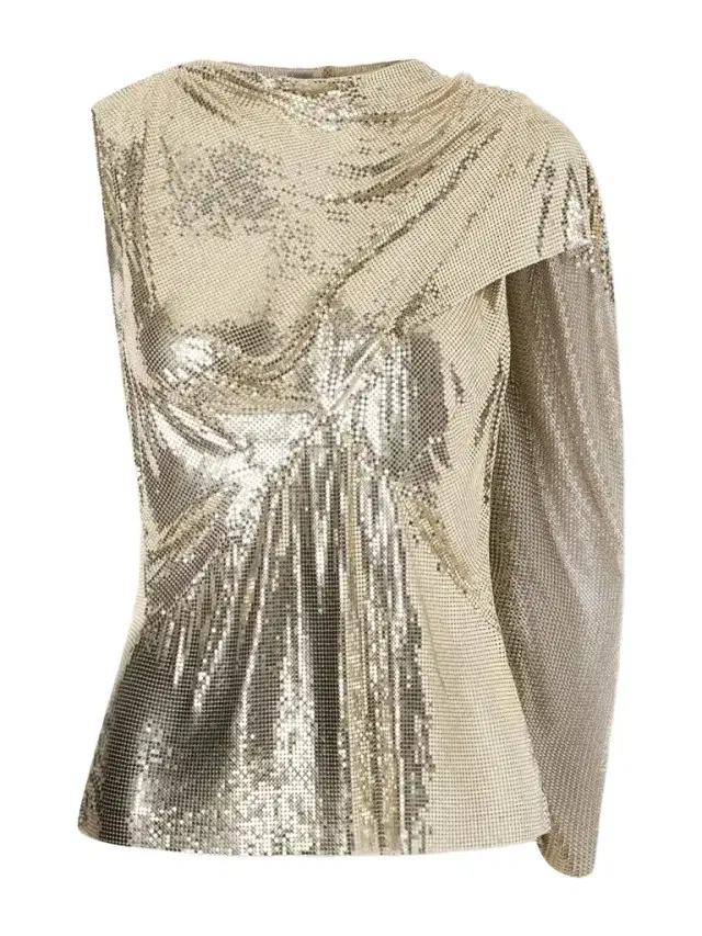 Rabanne Draped Gold-tone Chainmail Tank