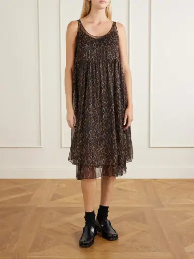 R13 Gathered Tiered Animal-print Silk-chiffon Midi Dress | Thumbnail 3