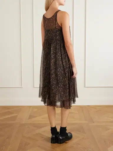 R13 Gathered Tiered Animal-print Silk-chiffon Midi Dress | Thumbnail 4