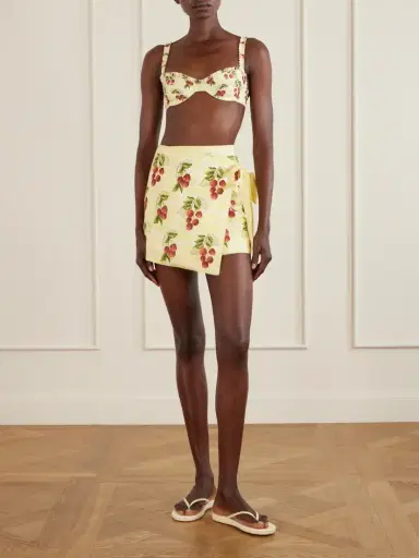 Agua by Agua Bendita Luna Printed Checked Linen Pareo | Thumbnail 2