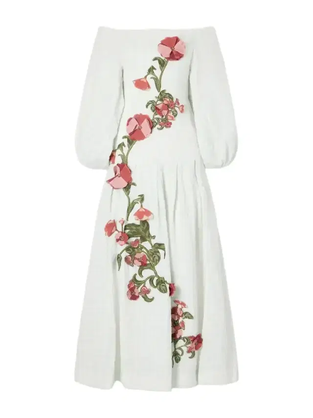 Agua by Agua Bendita Senlis Off-the-shoulder Floral-appliqué Checked Linen Maxi Dress