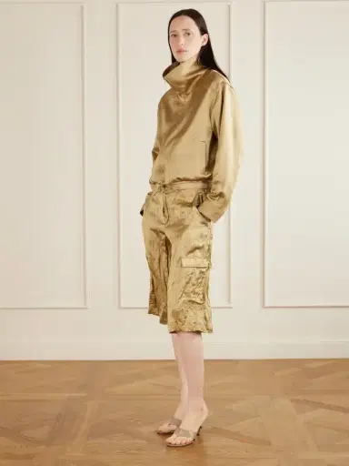 Aflalo Bromer Crinkled-satin Straight-leg Shorts | Thumbnail 2 Aflalo Bromer Crinkled-satin Straight-leg Shorts | Thumbnail 2
