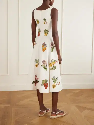 Agua by Agua Bendita Frontera Embellished Floral-appliqué Linen Midi Dress | Thumbnail 3 Agua by Agua Bendita Frontera Embellished Floral-appliqué Linen Midi Dress | Thumbnail 3