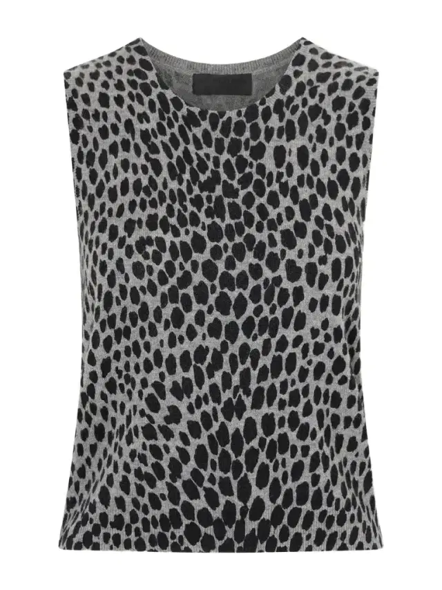 Nili Lotan Nessa Leopard-jacquard Cashmere Tank