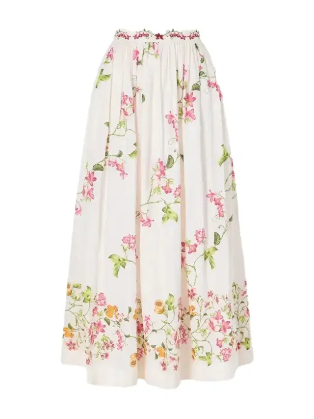 Agua by Agua Bendita Tangelo Floral-print Linen Maxi Skirt