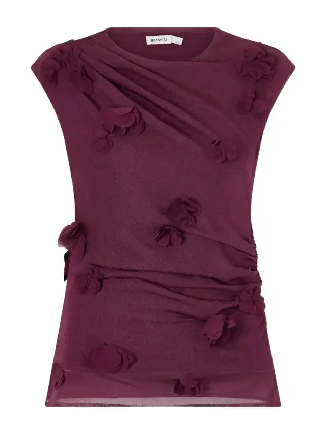 Simkhai Tessa Appliquéd Tulle Blouse
