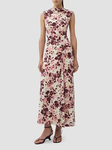 SIMKHAI Women's Acacia Floral Jersey Midi Dress - Fig Multi | Thumbnail 4
