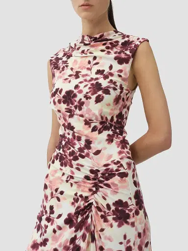 SIMKHAI Women's Acacia Floral Jersey Midi Dress - Fig Multi | Thumbnail 5