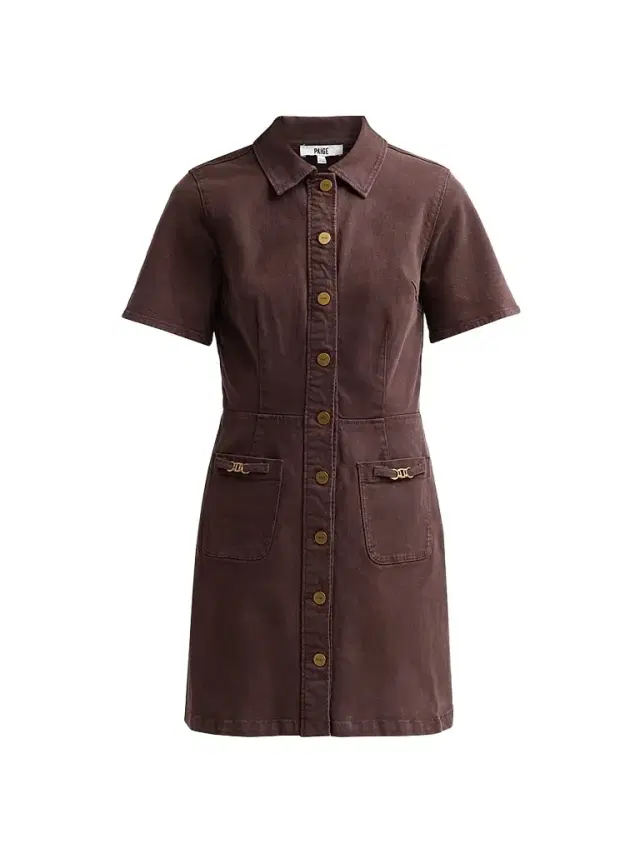 PAIGE Women's Clementine Denim Mini Dress - Rich Chocolate