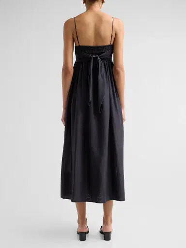 Vince Women's Smocked Cotton-Silk Tie Cami Dress - Ink - Size XXS | Thumbnail 3