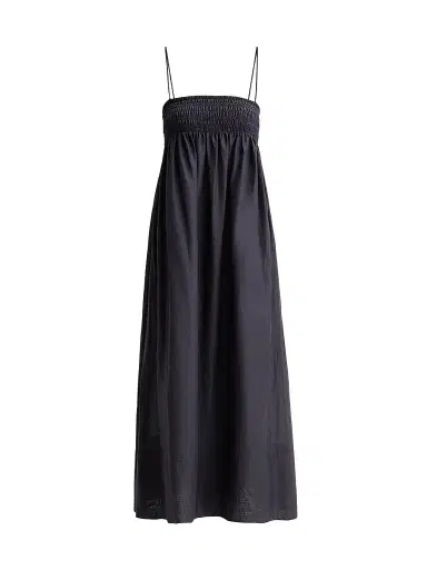 Vince Women's Smocked Cotton-Silk Tie Cami Dress - Ink - Size XXS | Thumbnail 1