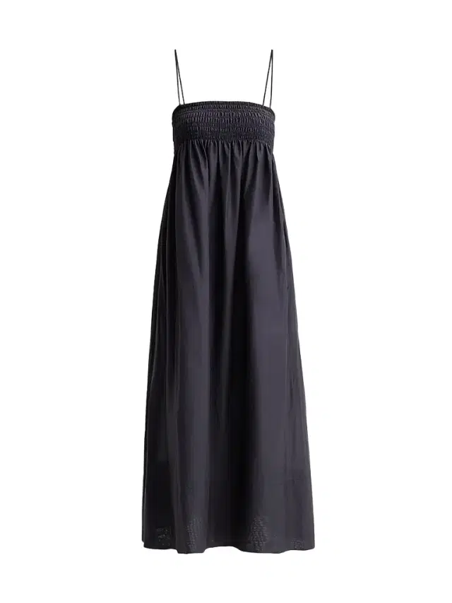 Vince Women's Smocked Cotton-Silk Tie Cami Dress - Ink