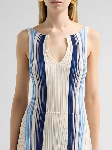 Theory Women's Textured Stripe Midi Dress - Ivory Multi - Size Large | Thumbnail 5