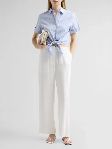 Theory Women's Pinstripe Cotton-Blend Tie Shirt | Thumbnail 2 Theory Women's Pinstripe Cotton-Blend Tie Shirt | Thumbnail 2