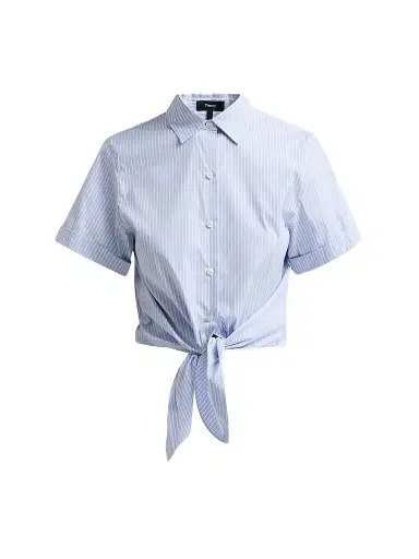 Theory Women's Pinstripe Cotton-Blend Tie Shirt | Thumbnail 1 Theory Women's Pinstripe Cotton-Blend Tie Shirt | Thumbnail 1
