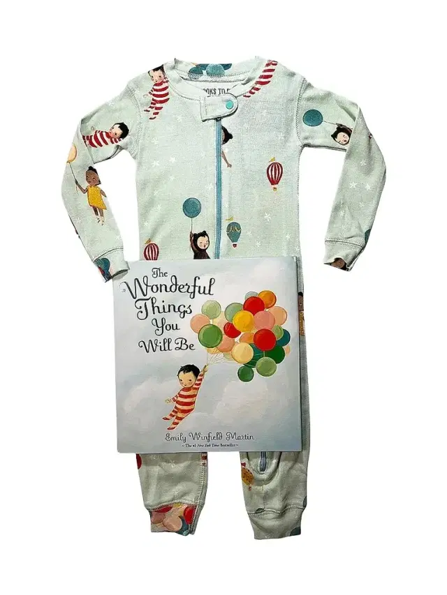 Books To Bed Baby's The Wonderful Things You Will Be Pajama & Book Set - Light Green 18 Months