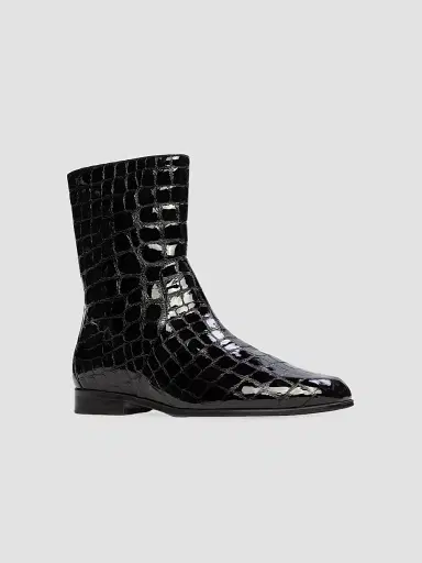 Black Suede Studio Women's Aries Croc Boots - Black Croc - Size 10 | Thumbnail 2