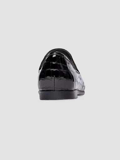 Black Suede Studio Women's Allie Croc Loafers - Black Croc - Size 12 | Thumbnail 4