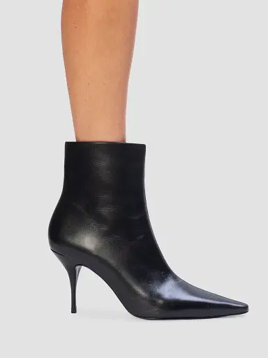 Black Suede Studio Women's Lainey 80MM Heeled Boots - Black Leather - Size 12 | Thumbnail 5