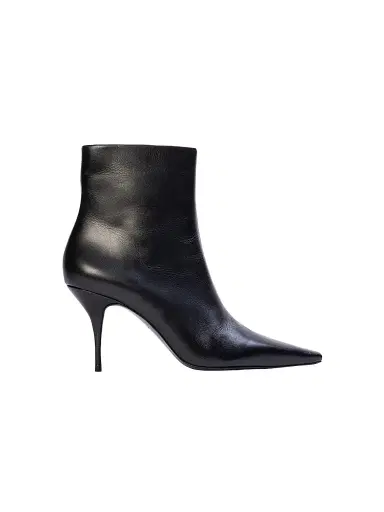 Black Suede Studio Women's Lainey 80MM Heeled Boots - Black Leather - Size 12 | Thumbnail 1