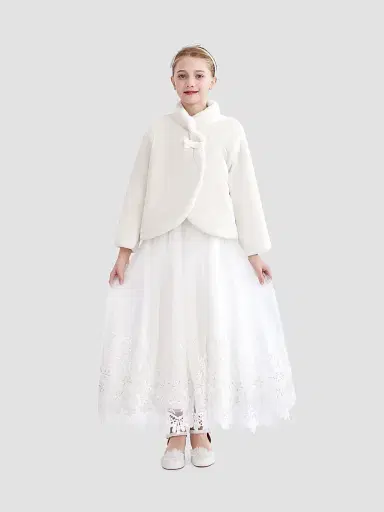 Tulleen Little Girl's Plush Asymmetrical Coat - | Thumbnail 3