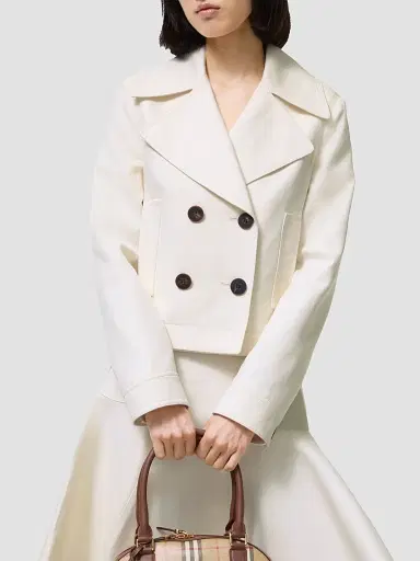 Burberry Women's Cotton Double-Breasted Crop Jacket | Thumbnail 2 Burberry Women's Cotton Double-Breasted Crop Jacket | Thumbnail 2