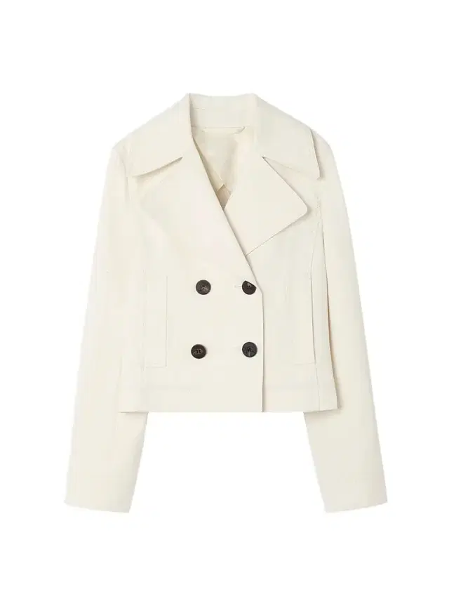 Burberry Women's Cotton Double-Breasted Crop Jacket - Tundra White