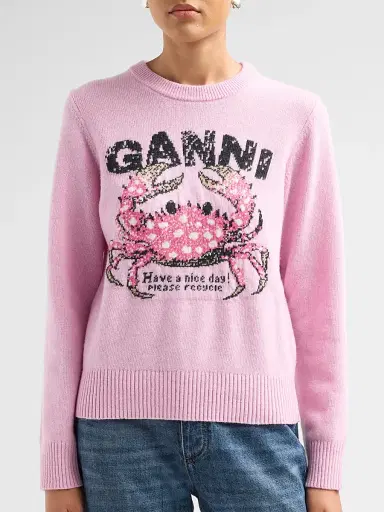 Ganni Women's Crab Graphic Wool-Blend Sweater | Thumbnail 5 Ganni Women's Crab Graphic Wool-Blend Sweater | Thumbnail 5