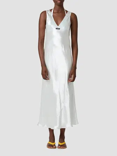 Miu Miu Women's Satin Dress - Silver - Size 4 | Thumbnail 2