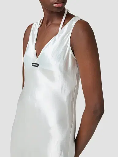 Miu Miu Women's Satin Dress - Silver - Size 4 | Thumbnail 5