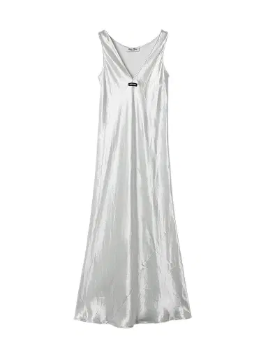 Miu Miu Women's Satin Dress - Silver - Size 4 | Thumbnail 1