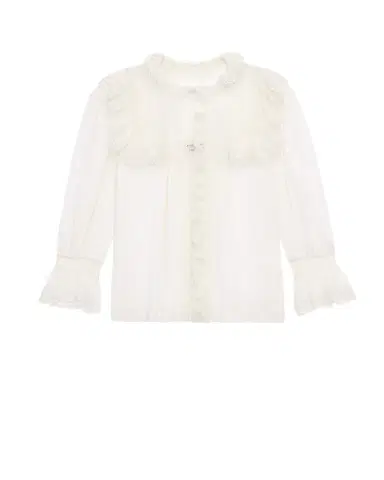 Yves Saint Laurent embroidered lace blouse in cotton voile | Thumbnail 1 Yves Saint Laurent embroidered lace blouse in cotton voile | Thumbnail 1