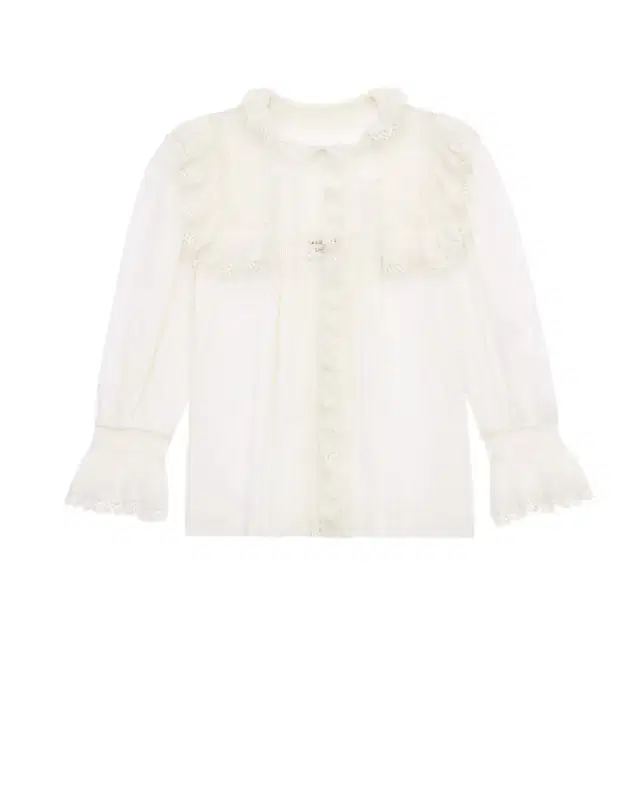 Yves Saint Laurent embroidered lace blouse in cotton voile