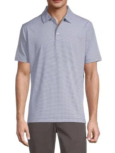 Peter Millar Men's Jubilee Pinstripe Polo - Iron | Thumbnail 3