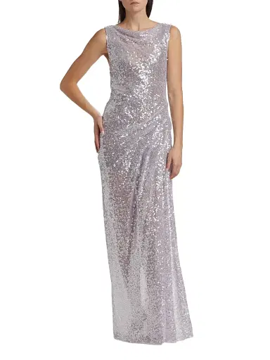 Prabal Gurung Women's Sequined Side Drape Gown - Lilac | Thumbnail 3 Prabal Gurung Women's Sequined Side Drape Gown - Lilac | Thumbnail 3