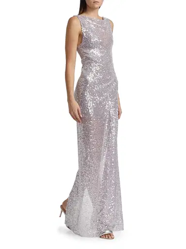 Prabal Gurung Women's Sequined Side Drape Gown - Lilac | Thumbnail 4 Prabal Gurung Women's Sequined Side Drape Gown - Lilac | Thumbnail 4