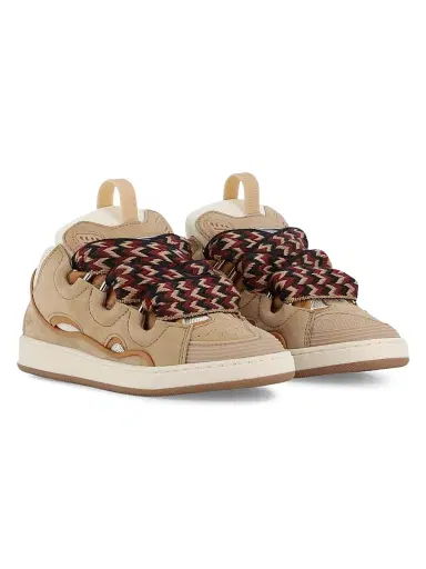 Lanvin Kid's Suede Curb Sneakers - Stone Off White 1.5 (Child) | Thumbnail 6 Lanvin Kid's Suede Curb Sneakers - Stone Off White 1.5 (Child) | Thumbnail 6