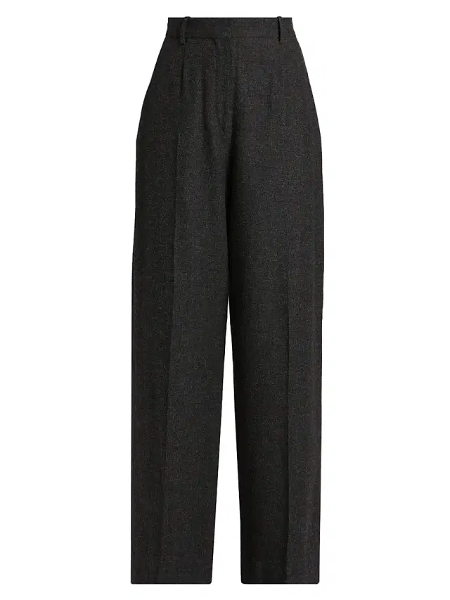 Toteme Women's Wide-Leg Flannel Trousers - Charcoal Melange