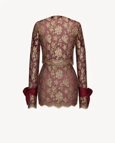Yves Saint Laurent lavallière-cuff mini dress in metallic lace | Thumbnail 3