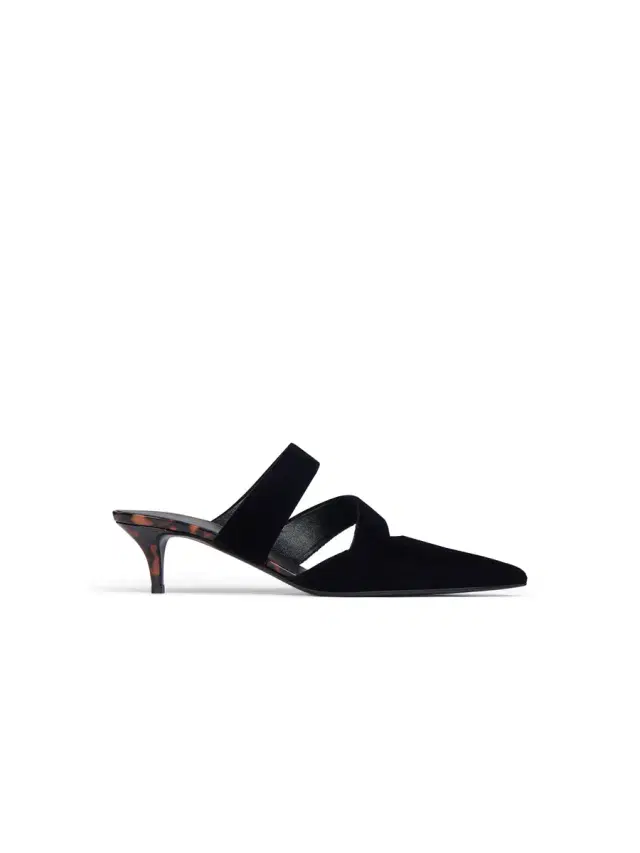 Balmain Velvet and printed patent leather mules