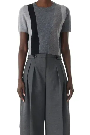 Jason Wu Collection ASYMMETRICAL PANELLED SHORT SLEEVE WOOL SWEATER | Thumbnail 1 Jason Wu Collection ASYMMETRICAL PANELLED SHORT SLEEVE WOOL SWEATER | Thumbnail 1