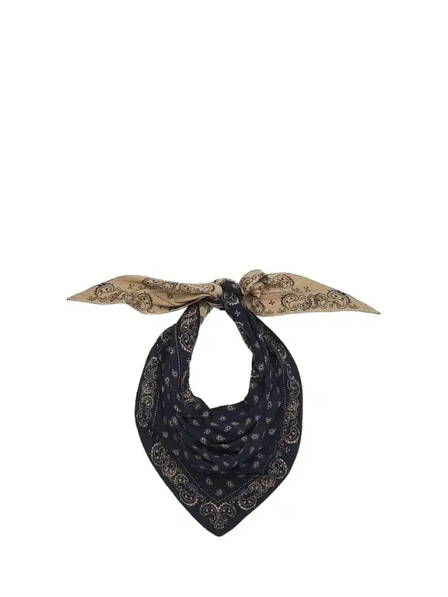 Guest in Residence Women's The Wild Rag Cotton-Silk Reversible Bandana - Navy Camel
