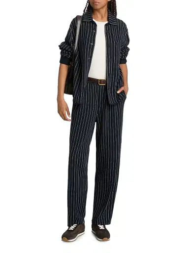 Guest In Residence Women's Pinstriped Cotton-Silk Work Shirt | Thumbnail 2 Guest In Residence Women's Pinstriped Cotton-Silk Work Shirt | Thumbnail 2