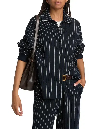 Guest In Residence Women's Pinstriped Cotton-Silk Work Shirt | Thumbnail 3 Guest In Residence Women's Pinstriped Cotton-Silk Work Shirt | Thumbnail 3