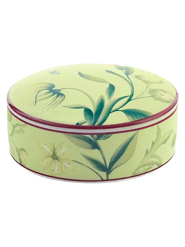 Ginori 1735 Florenza Porcelain Round Box With Cover - Greenclear