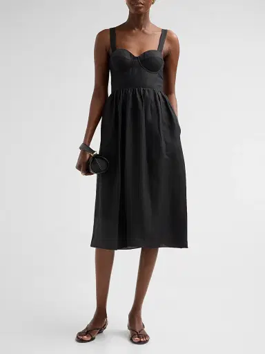 L'Agence Women's Tiani Bustier Linen-Blend Midi Dress | Thumbnail 2 L'Agence Women's Tiani Bustier Linen-Blend Midi Dress | Thumbnail 2