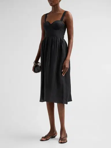 L'Agence Women's Tiani Bustier Linen-Blend Midi Dress | Thumbnail 4 L'Agence Women's Tiani Bustier Linen-Blend Midi Dress | Thumbnail 4