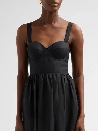 L'Agence Women's Tiani Bustier Linen-Blend Midi Dress | Thumbnail 5 L'Agence Women's Tiani Bustier Linen-Blend Midi Dress | Thumbnail 5