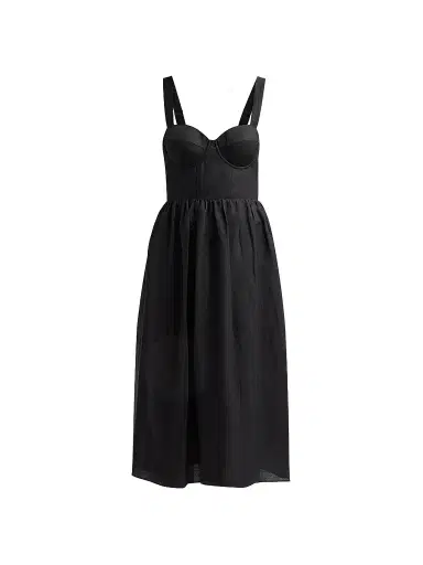 L'Agence Women's Tiani Bustier Linen-Blend Midi Dress | Thumbnail 1 L'Agence Women's Tiani Bustier Linen-Blend Midi Dress | Thumbnail 1
